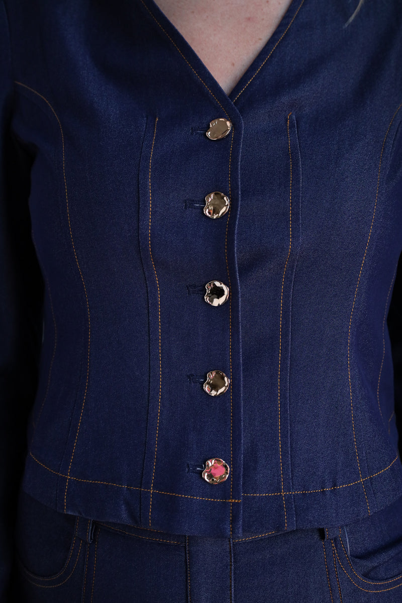 Ciebon Kaylee Stitched Denim Blouse