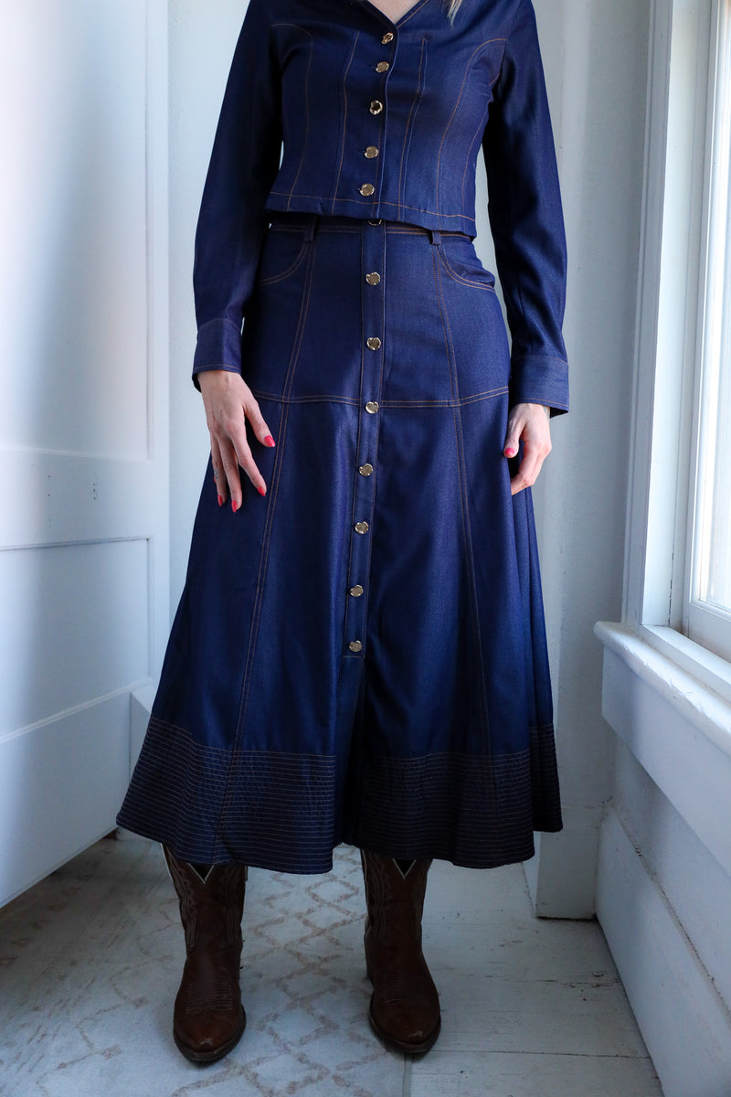 Ciebon Lillian Top Stitched Midi Skirt 