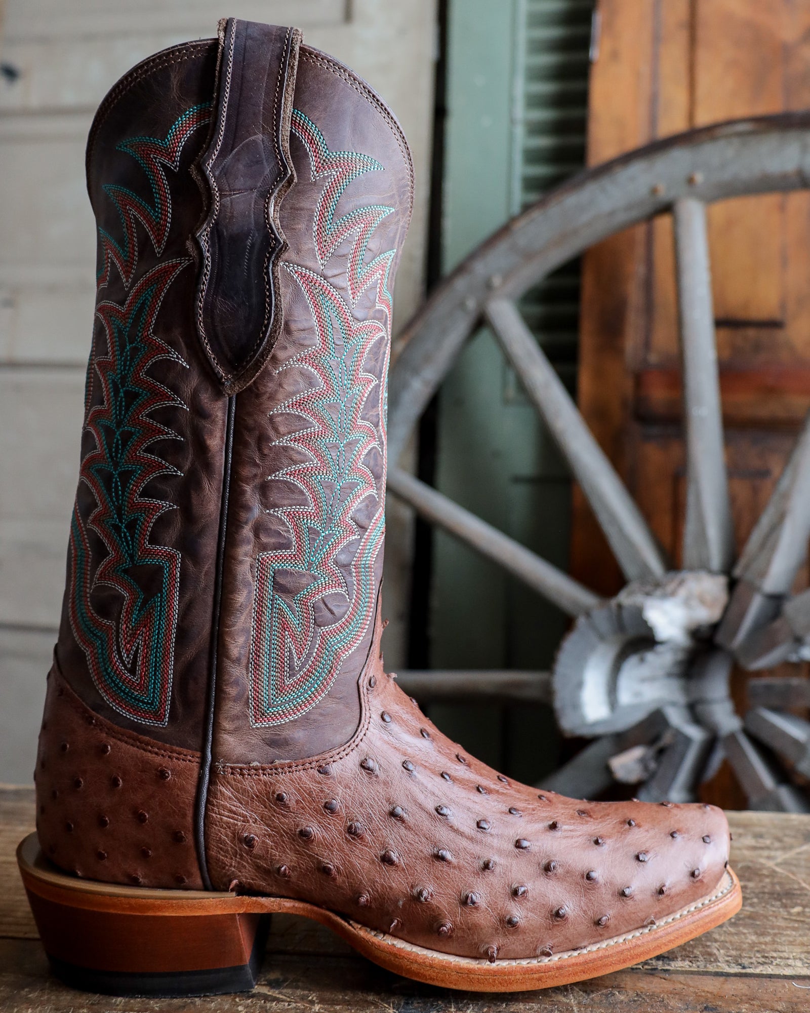 Justin Men's Carlock Rum Brown Full Quill Ostrich 13