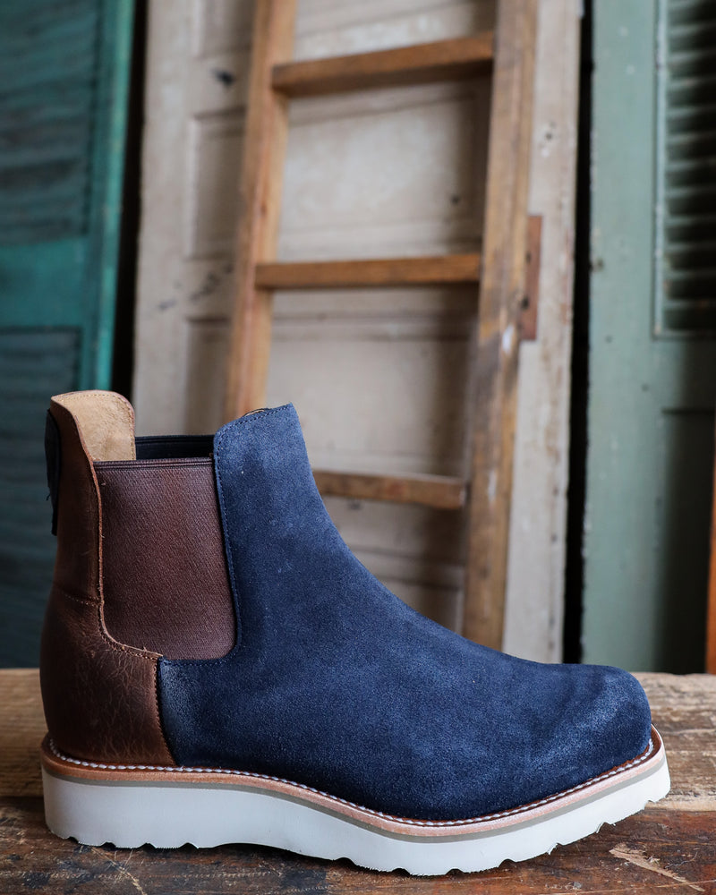 HORSE POWER MEN'S MARINE BLUE SUEDE AND BISON BOOT