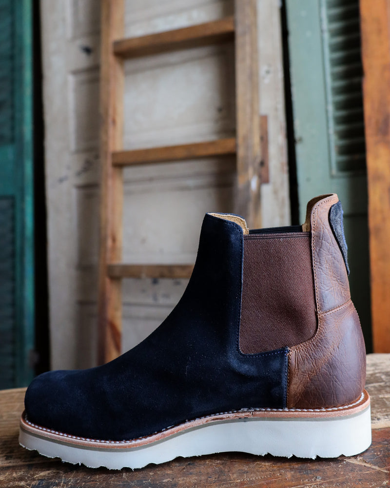 HORSE POWER MEN'S MARINE BLUE SUEDE AND BISON BOOT