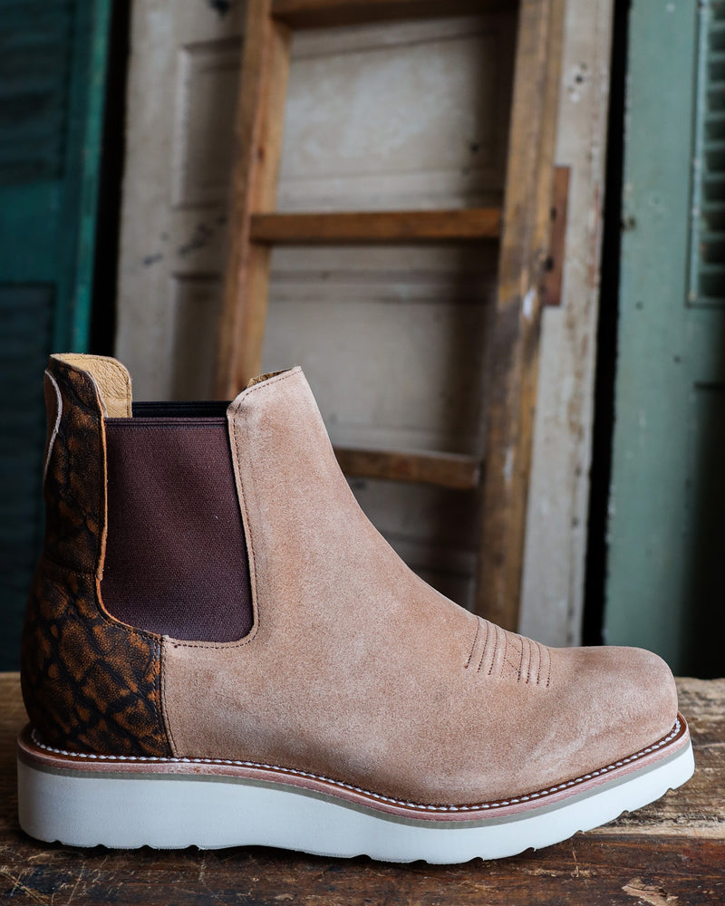 HORSE POWER MEN'S TOBACCO SUEDE WITH COGNAC ELEPRINT BOOT