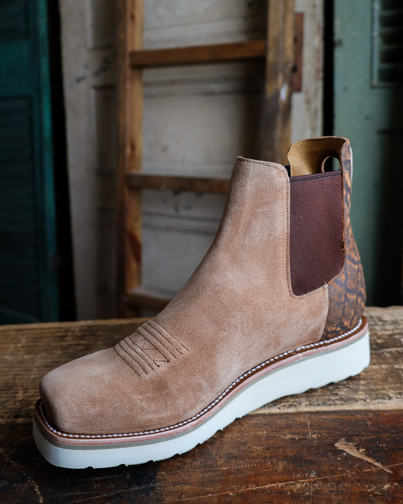 HORSE POWER MEN'S TOBACCO SUEDE WITH COGNAC ELEPRINT BOOT