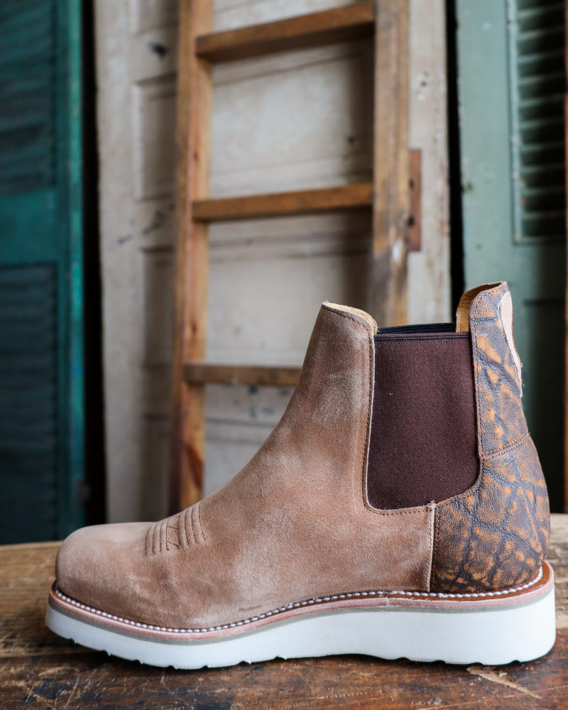 HORSE POWER MEN'S TOBACCO SUEDE WITH COGNAC ELEPRINT BOOT