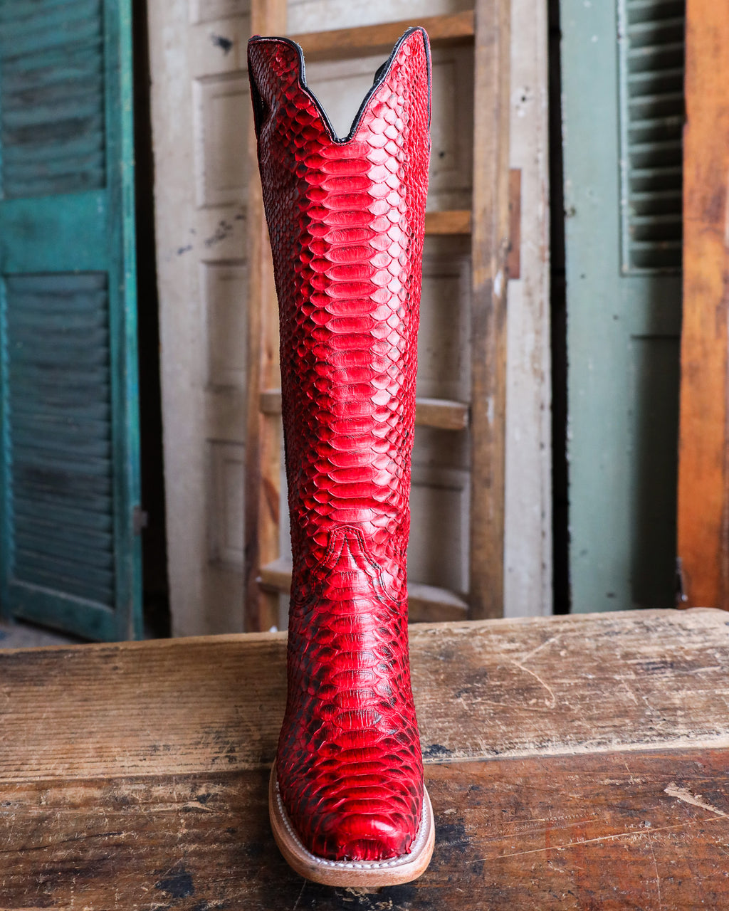 R. WATSON WOMEN'S 17″ RED AND BLACK PYTHON BOOT – Maverick Fine Western ...