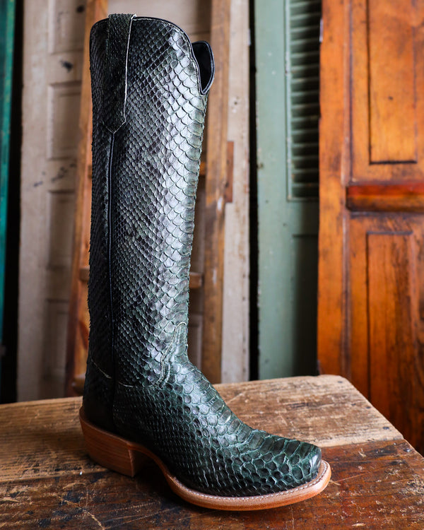 R. WATSON WOMEN'S 17″ Dark Green Python BOOT