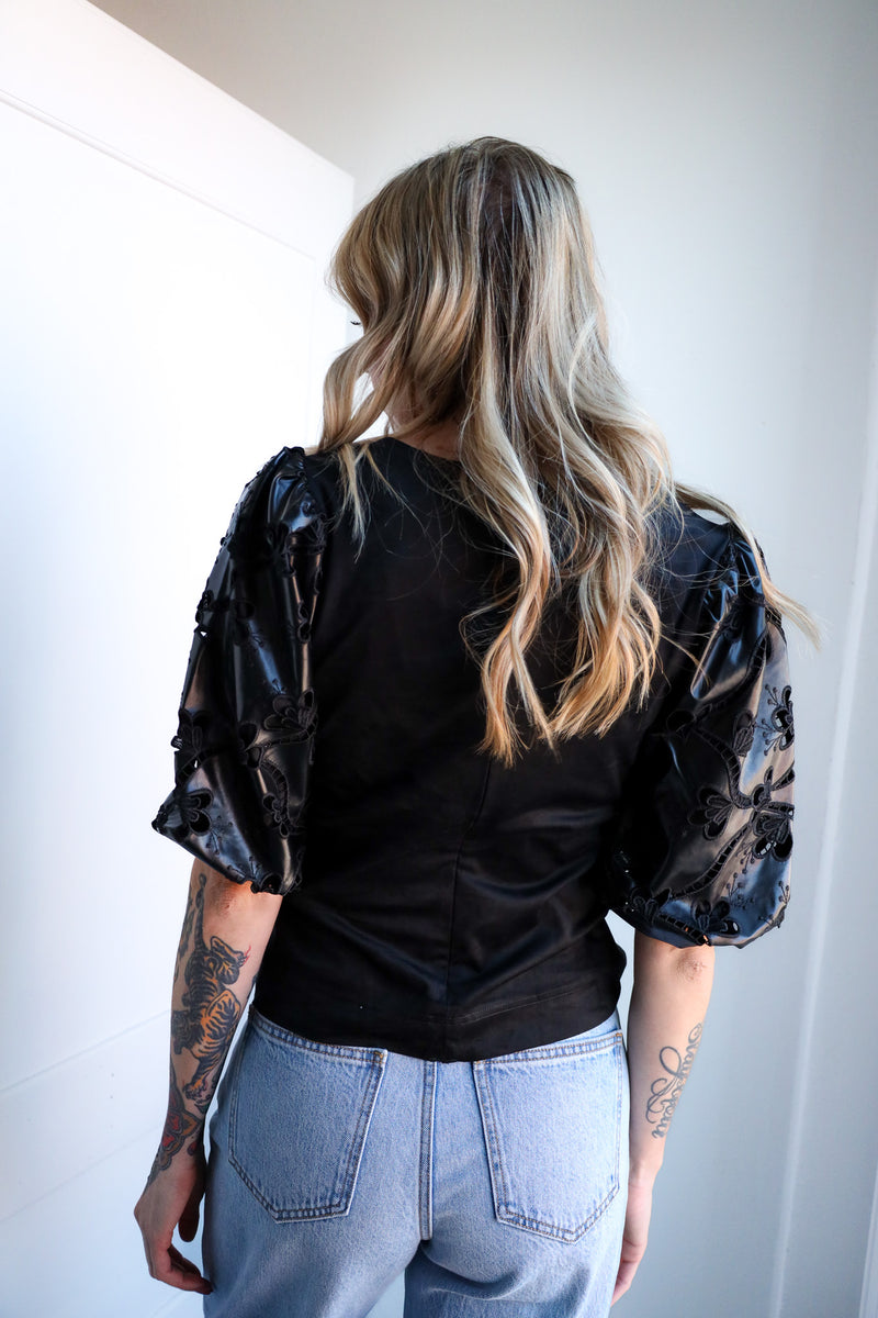 Ciebon Hudson Mix Media Suede Blouse 