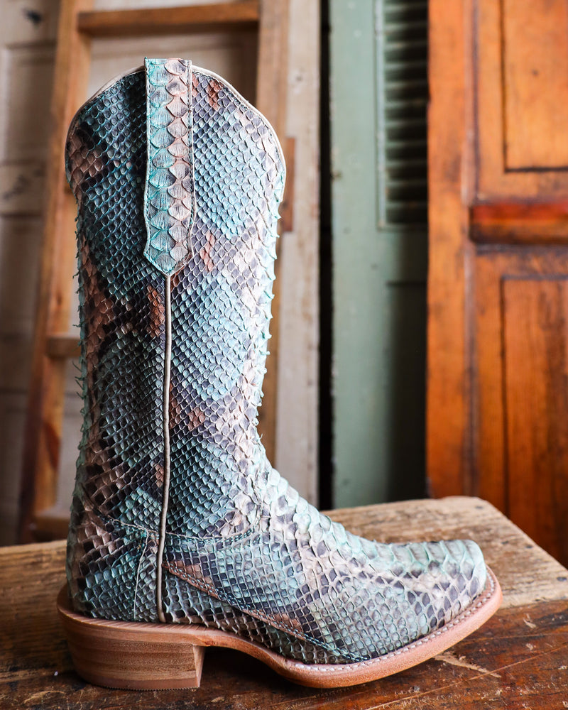 R. WATSON WOMEN'S TEAL AND COPPER PYTHON BOOT