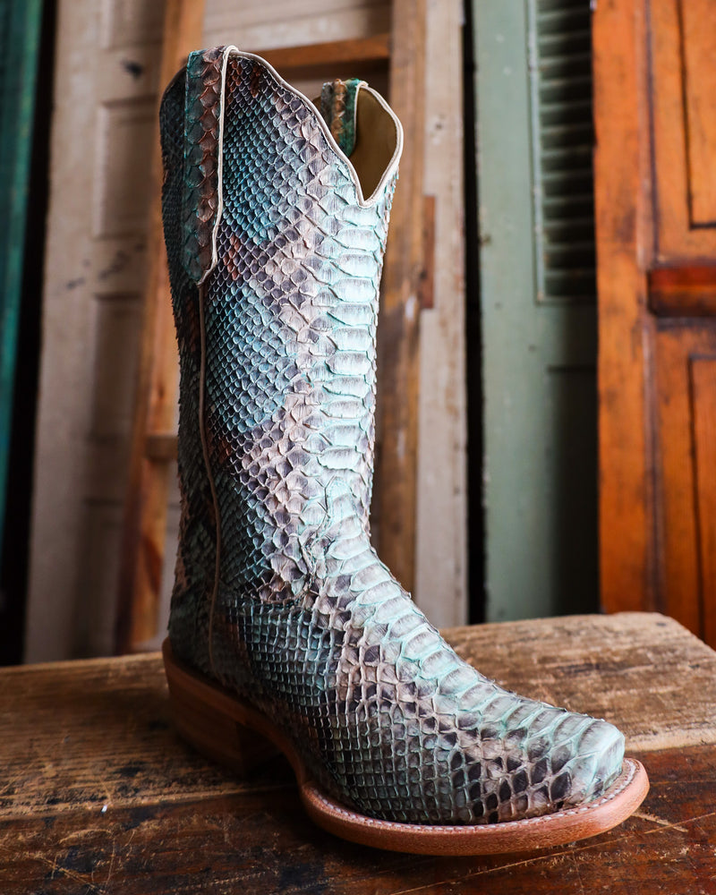 R. WATSON WOMEN'S TEAL AND COPPER PYTHON BOOT