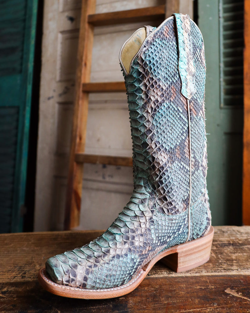 R. WATSON WOMEN'S TEAL AND COPPER PYTHON BOOT