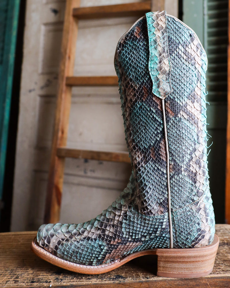 R. WATSON WOMEN'S TEAL AND COPPER PYTHON BOOT