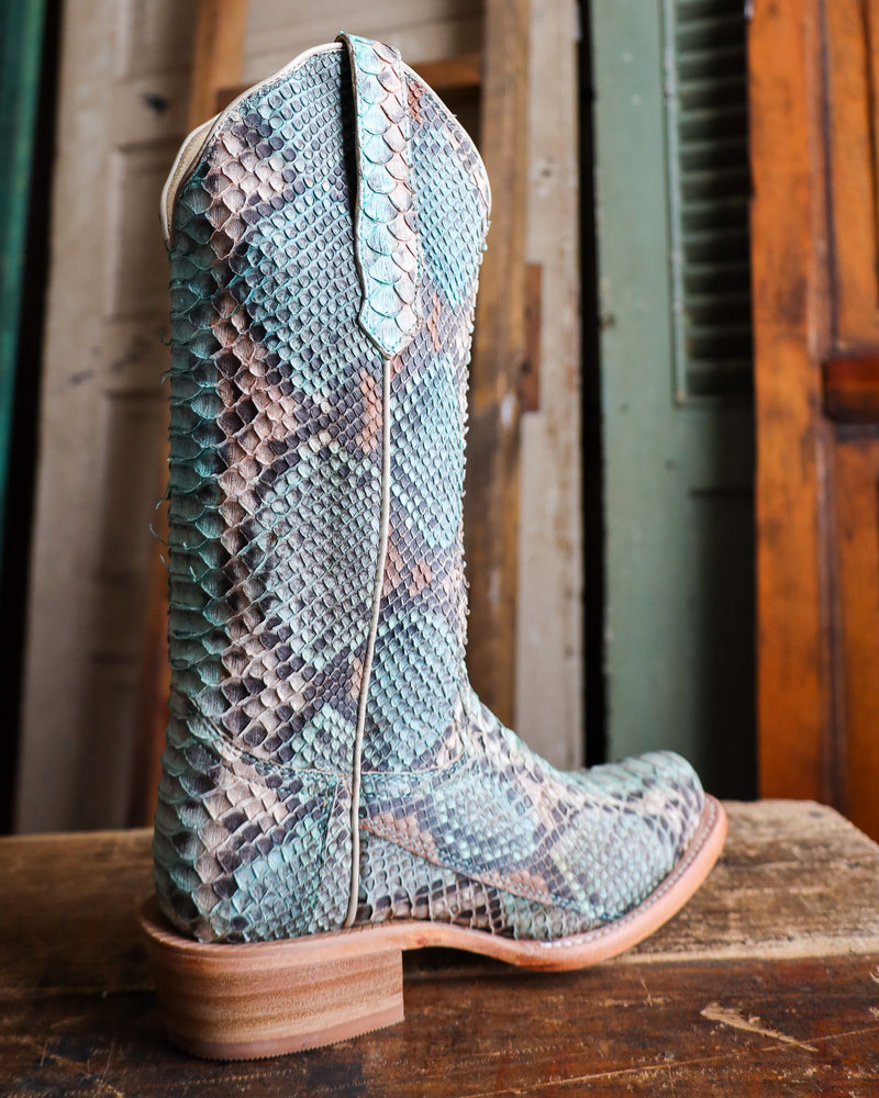 R. WATSON WOMEN'S TEAL AND COPPER PYTHON BOOT