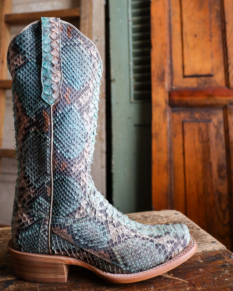 R. WATSON WOMEN'S TEAL AND COPPER PYTHON BOOT