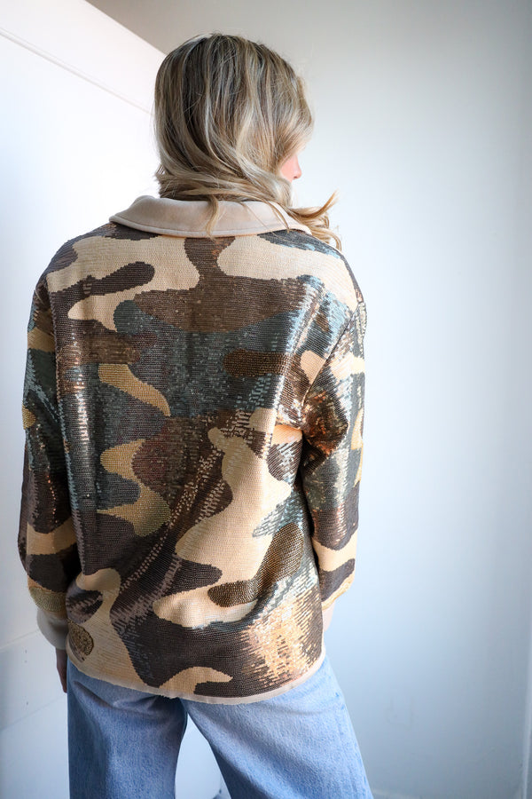 Queen Of Sparkles Full Of Sequin Camo Shacket 
