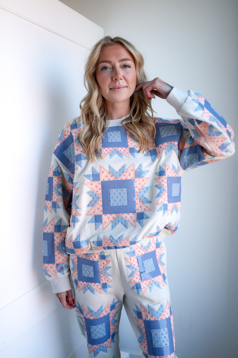 Queen Of Sparkles Patchwork Sweatshirt