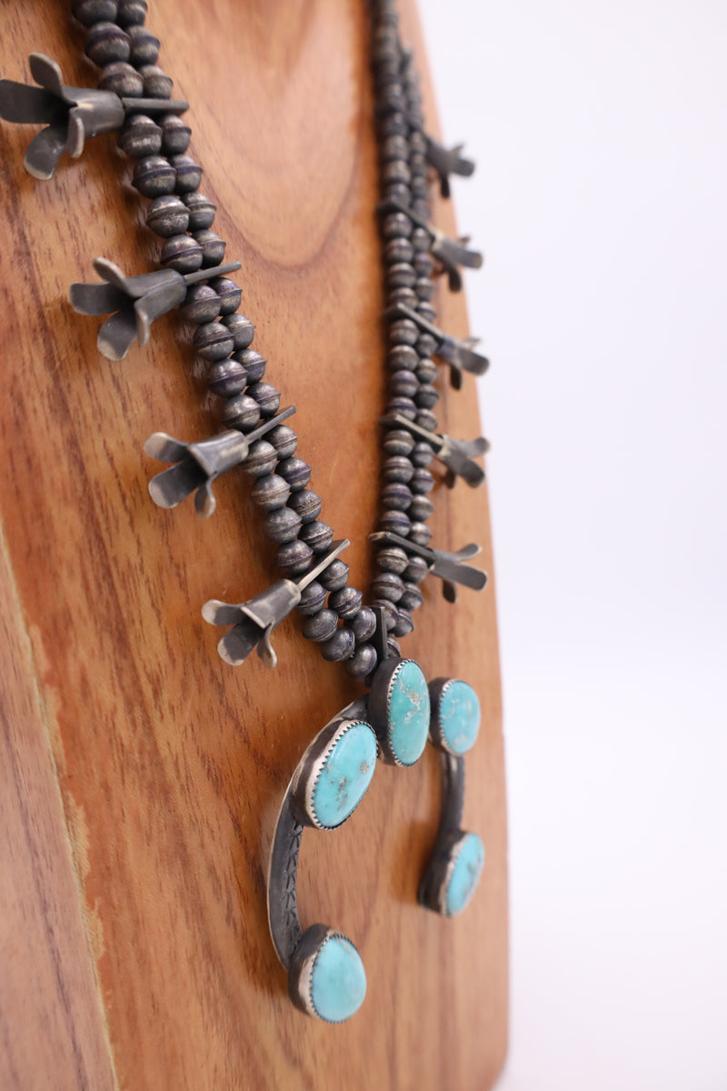 Vintage Turquoise Squash Blossom Necklace