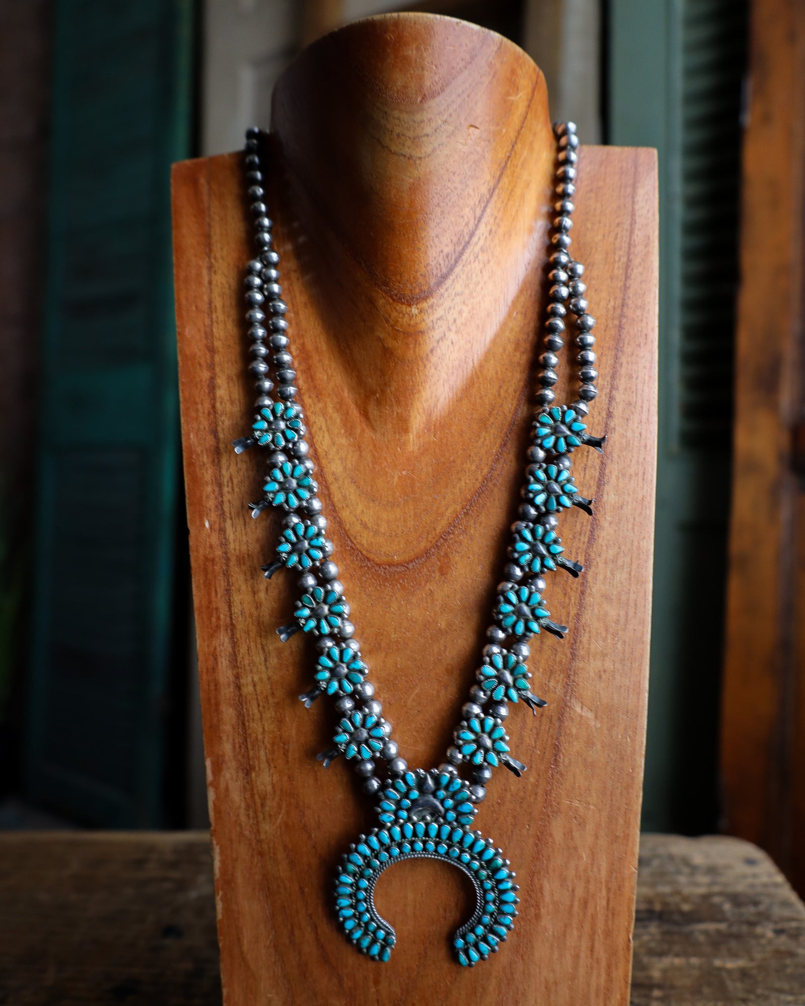 vaqtaux バニ PEYOTE BIRD FOX TURQUOISE SQUASH VINTAGE 40'S NECKLACE