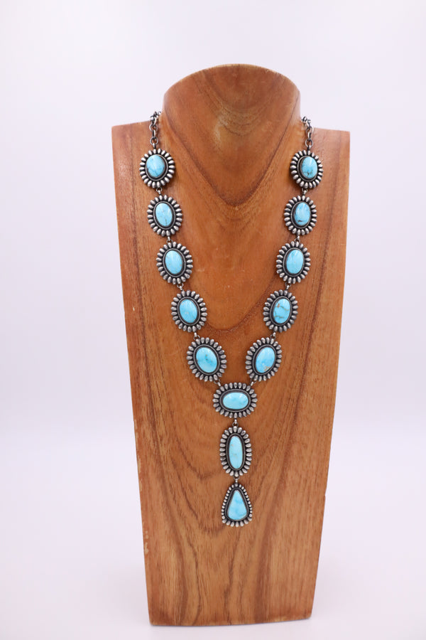 Bluebird turquoise lariat necklace and earring set