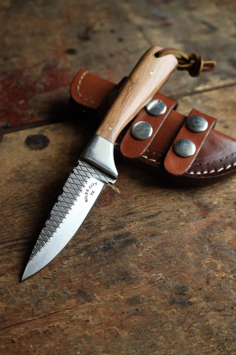Niles City Knives Wood Mini Drop Point Knife