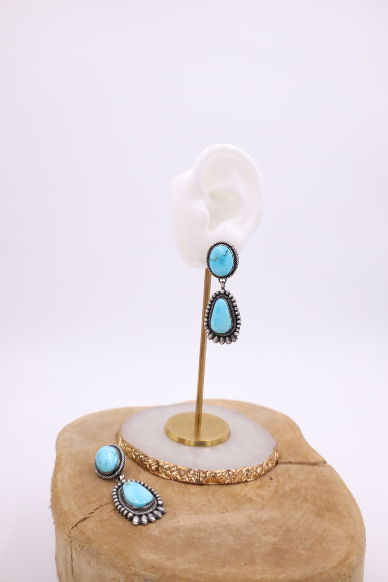 Bluebird turquoise lariat necklace and earring set