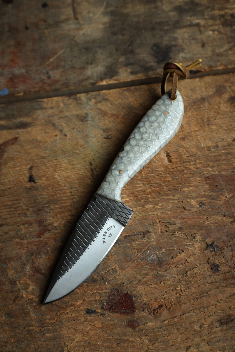 Niles City Knives Honeycomb Grey Drop Point Knife