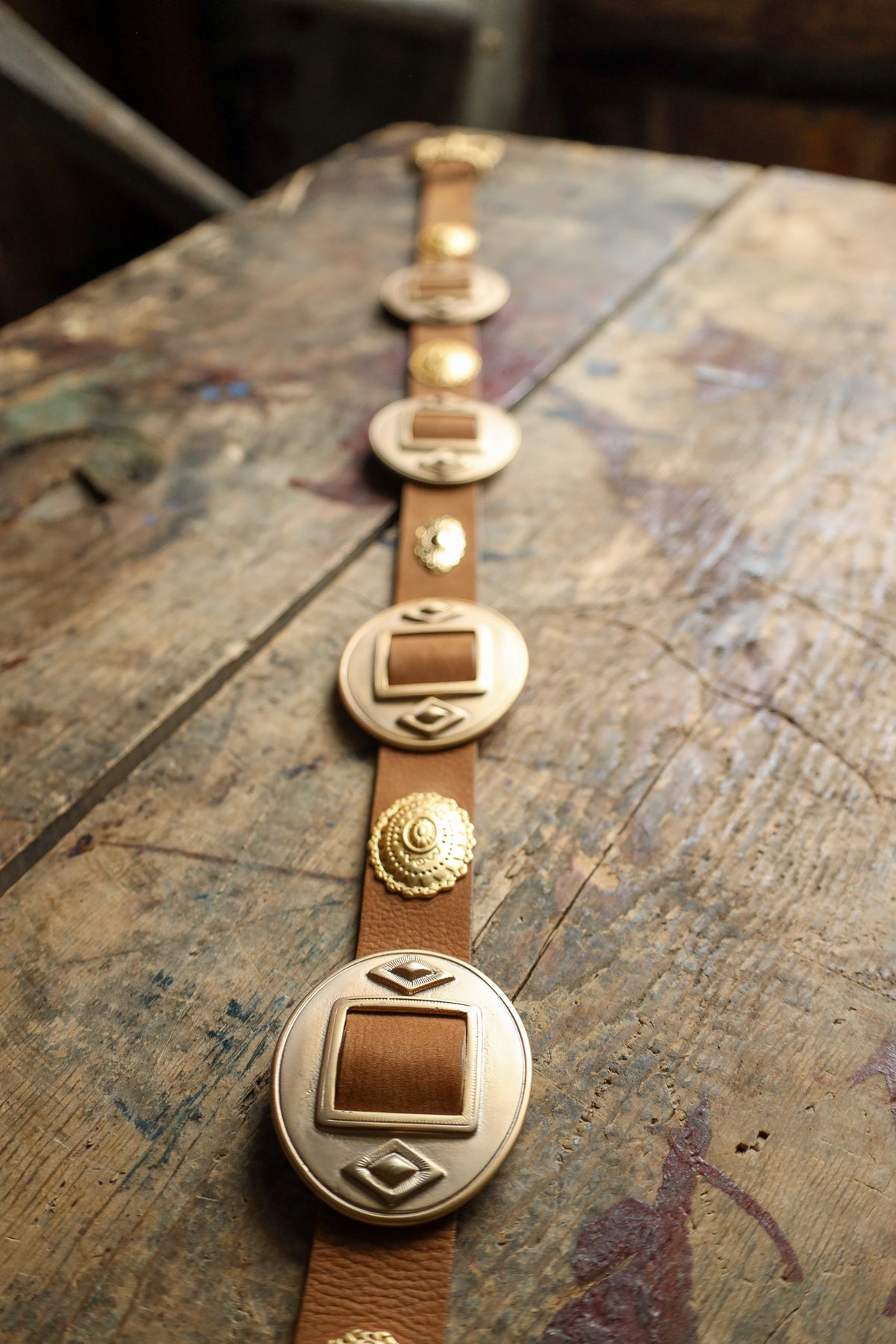 Vintage Sandy Dufter Belt Medallion Concho Gold Tone 34\