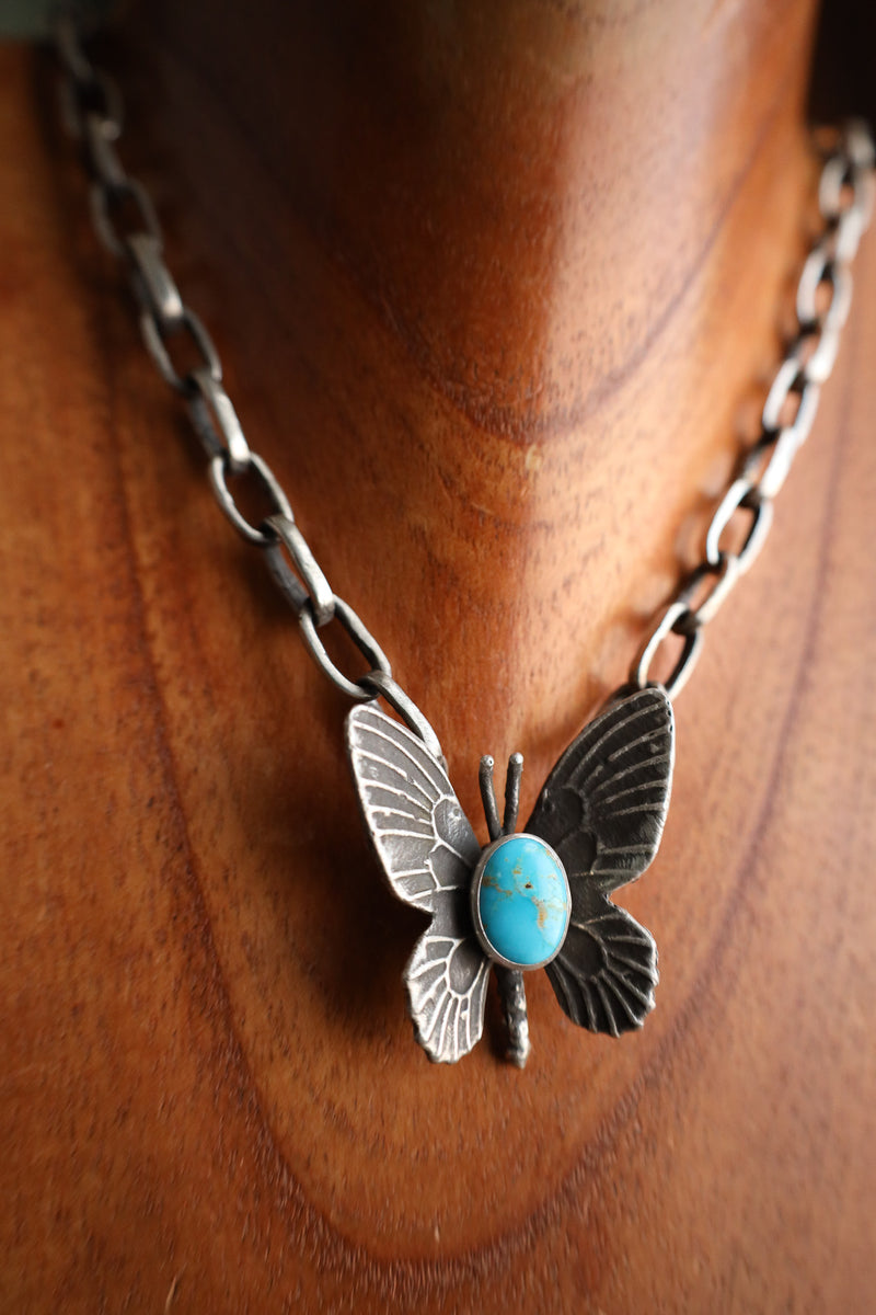 Love Tokens Butterfly With Turquoise Melody Chain Necklace