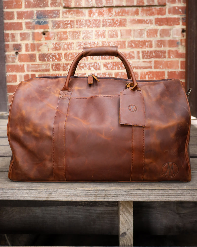 Maverick Exclusive Brown Leather Maverick Logo Duffle Bag