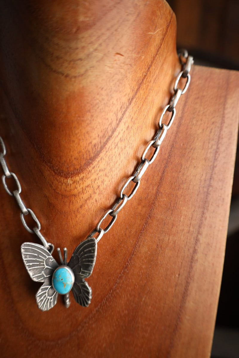 Love Tokens Butterfly With Turquoise Melody Chain Necklace