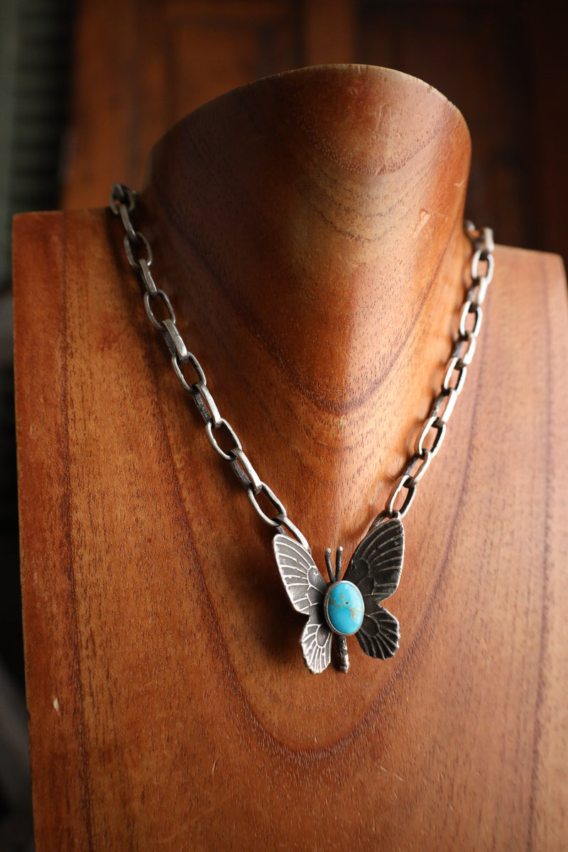 Love Tokens Butterfly With Turquoise Melody Chain Necklace