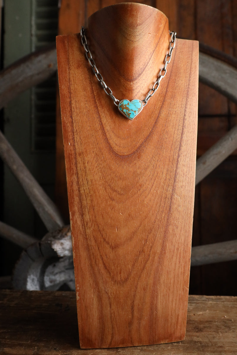 Love Tokens 20CT Kingman Turquoise Heart Melody Chain Necklace