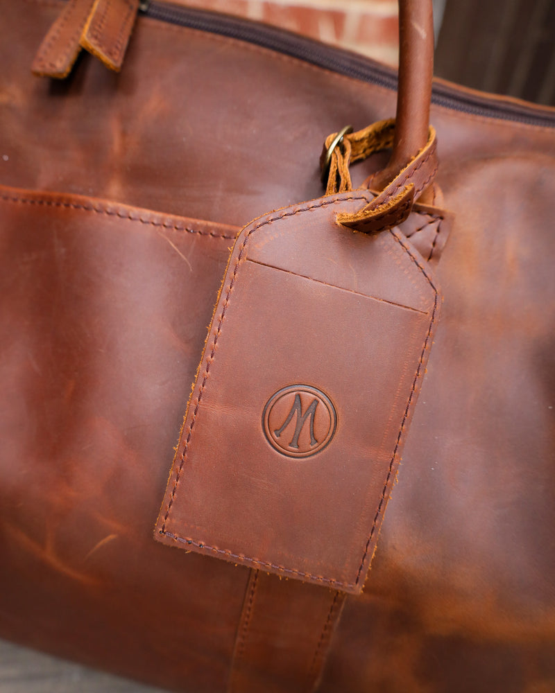 Maverick Exclusive Brown Leather Maverick Logo Duffle Bag
