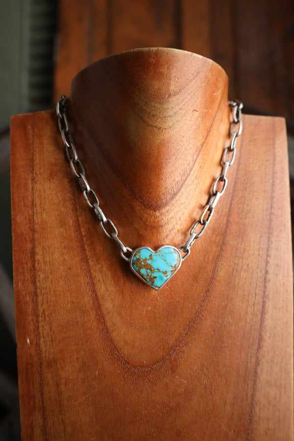 Love Tokens 20CT Kingman Turquoise Heart Melody Chain Necklace