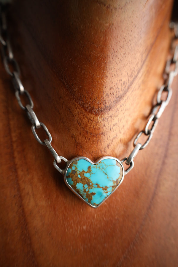 Love Tokens 20CT Kingman Turquoise Heart Melody Chain Necklace