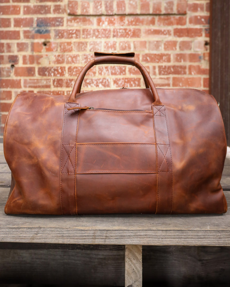 Maverick Exclusive Brown Leather Maverick Logo Duffle Bag