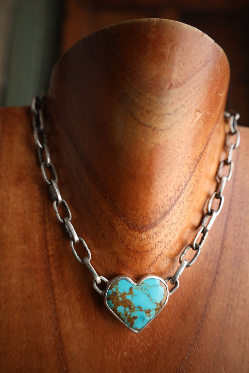 Love Tokens 20CT Kingman Turquoise Heart Melody Chain Necklace