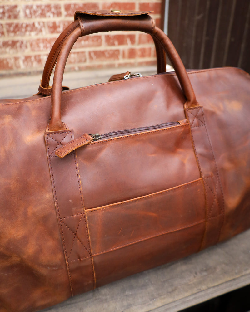 Maverick Exclusive Brown Leather Maverick Logo Duffle Bag