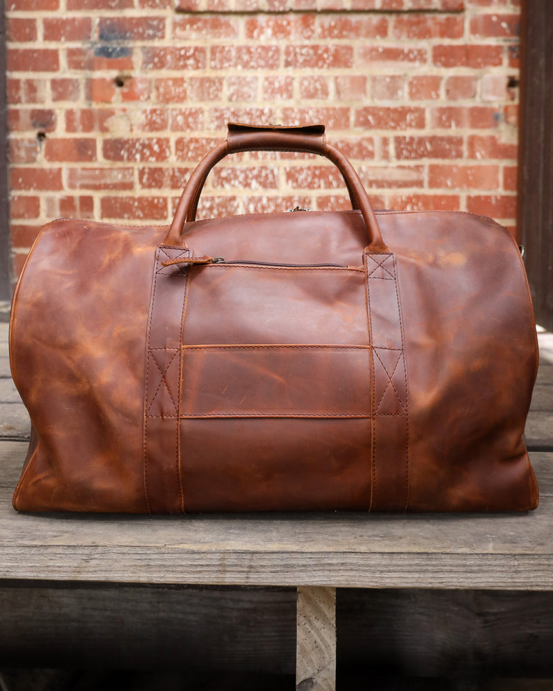 Maverick Exclusive Brown Leather Maverick Logo Duffle Bag