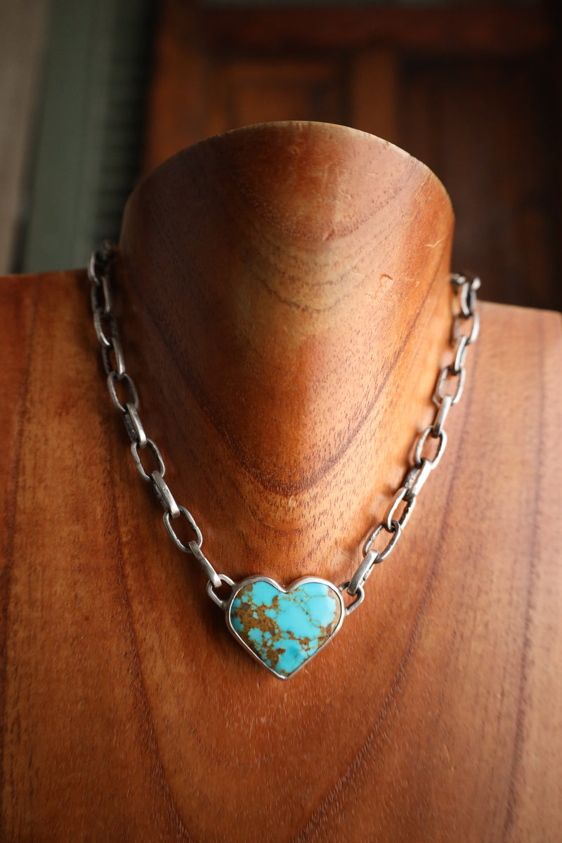 Love Tokens 20CT Kingman Turquoise Heart Melody Chain Necklace