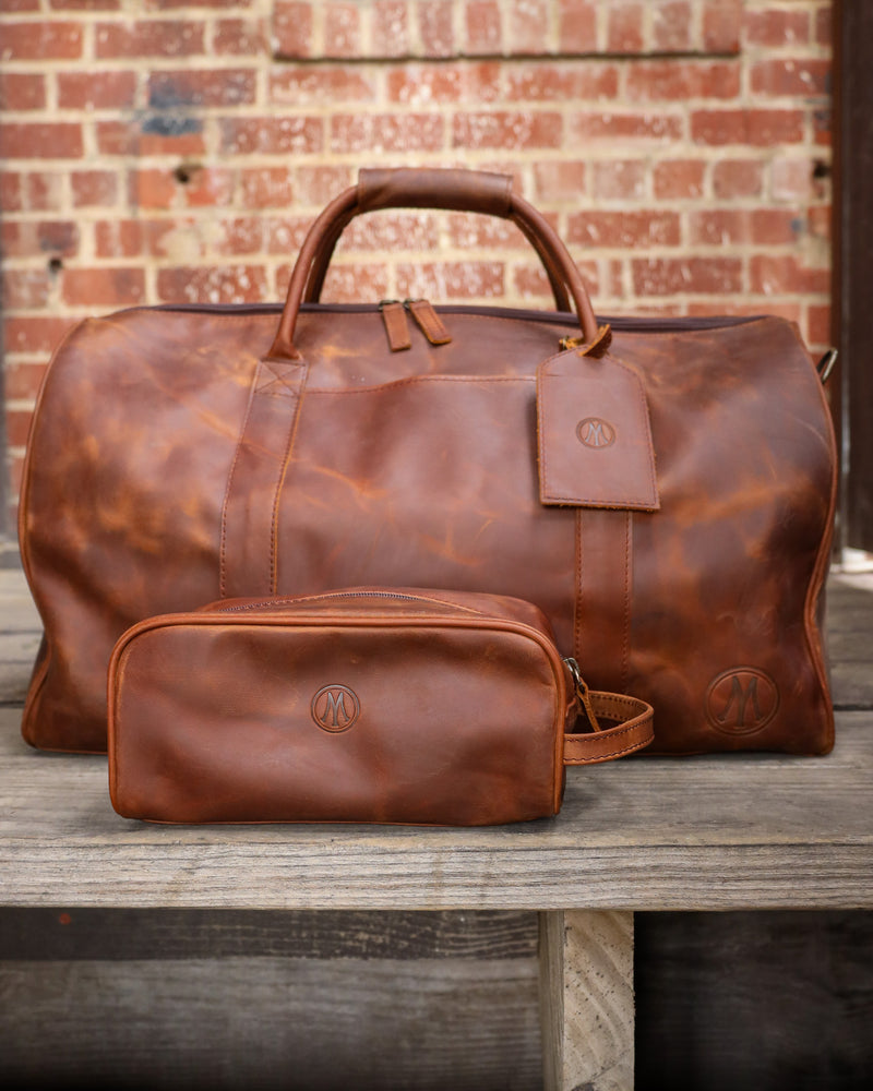 Maverick Exclusive Brown Leather Maverick Logo Duffle Bag