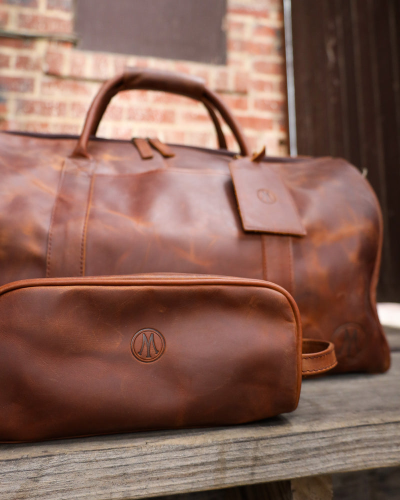 Maverick Exclusive Brown Leather Maverick Logo Duffle Bag