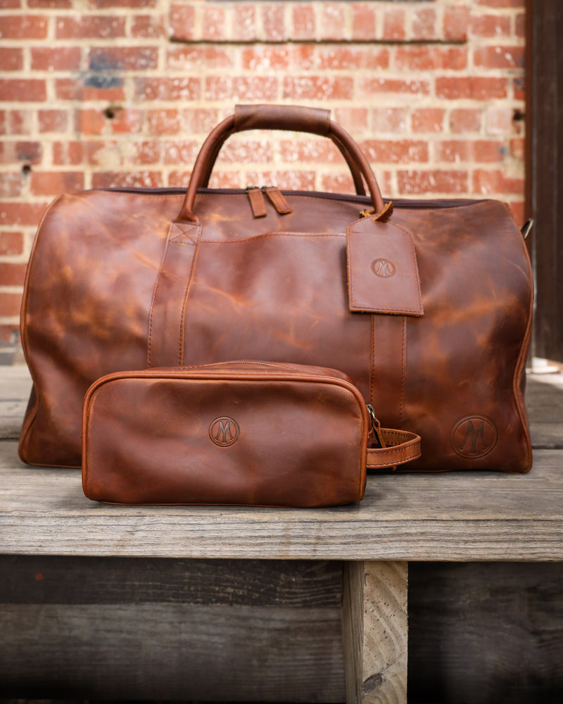 Maverick Exclusive Brown Leather Maverick Logo Duffle Bag