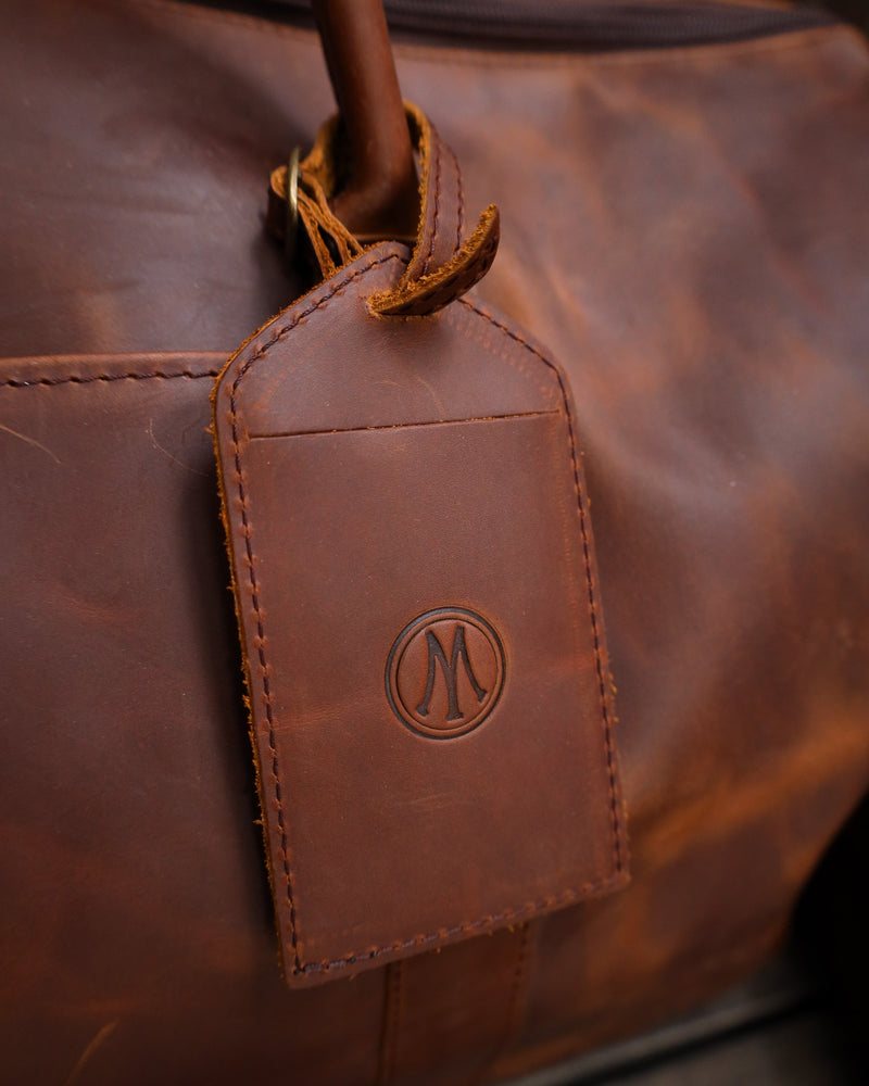 Maverick Exclusive Brown Leather Maverick Logo Duffle Bag