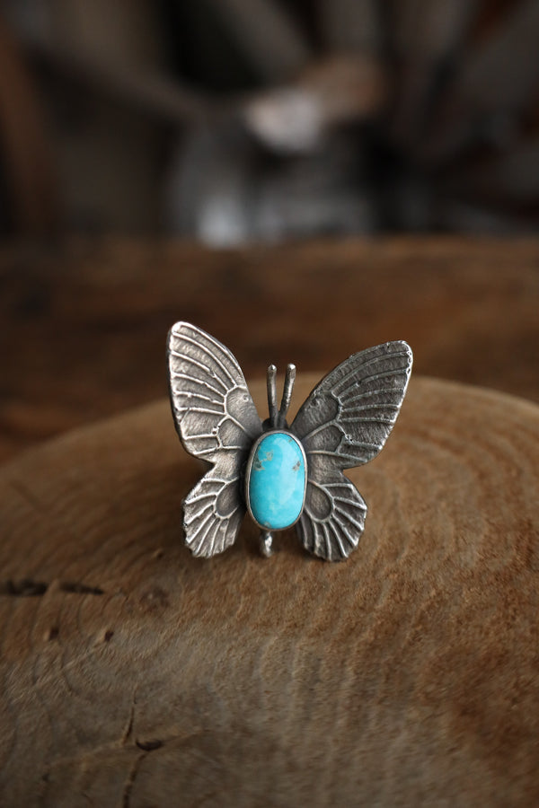Love Tokens Butterfly With Turquoise Ring- Size 8.5