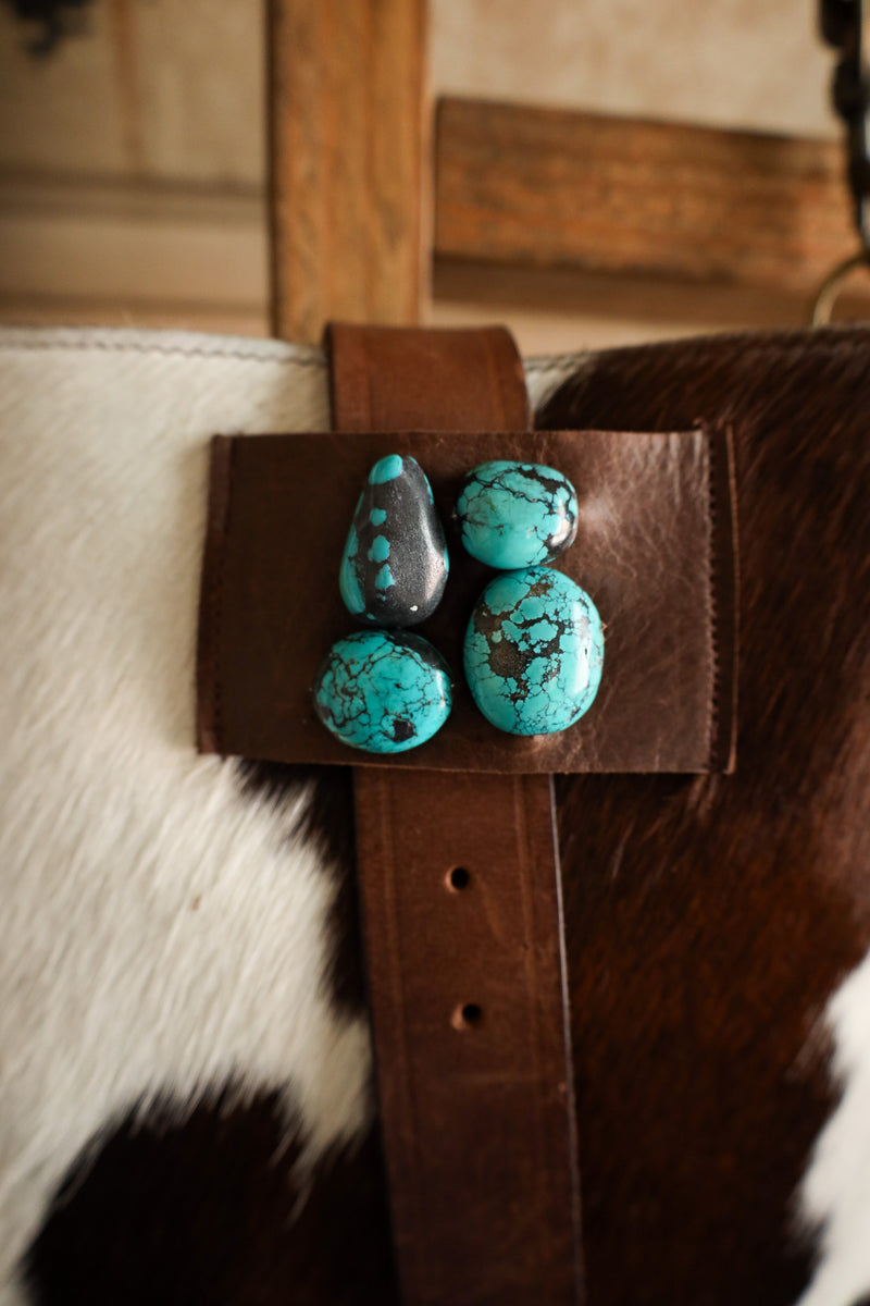Two Bar West Hair On Hide Kansas With Turquoise Stone Handbag 