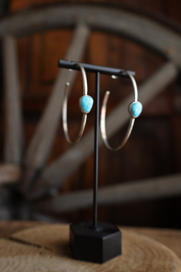 Love Tokens Hoop With Turquoise Earring