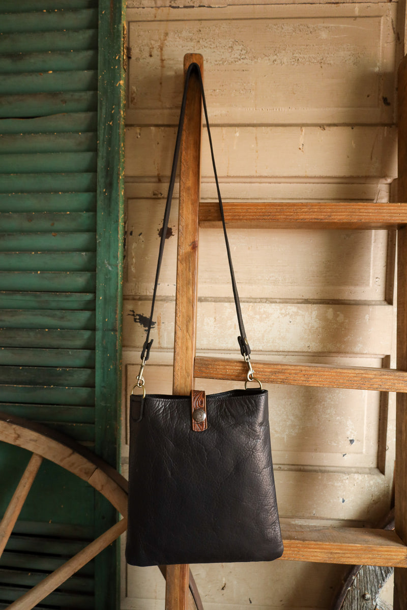 Two Bar West Black Small Kansas With Turquoise Stones Handbag 