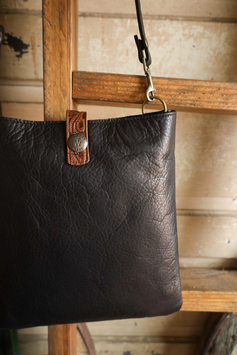 Two Bar West Black Small Kansas With Turquoise Stones Handbag 