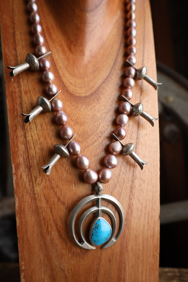 Love Tokens Blush Pearls Royston Turquoise Naja Diamond Necklace