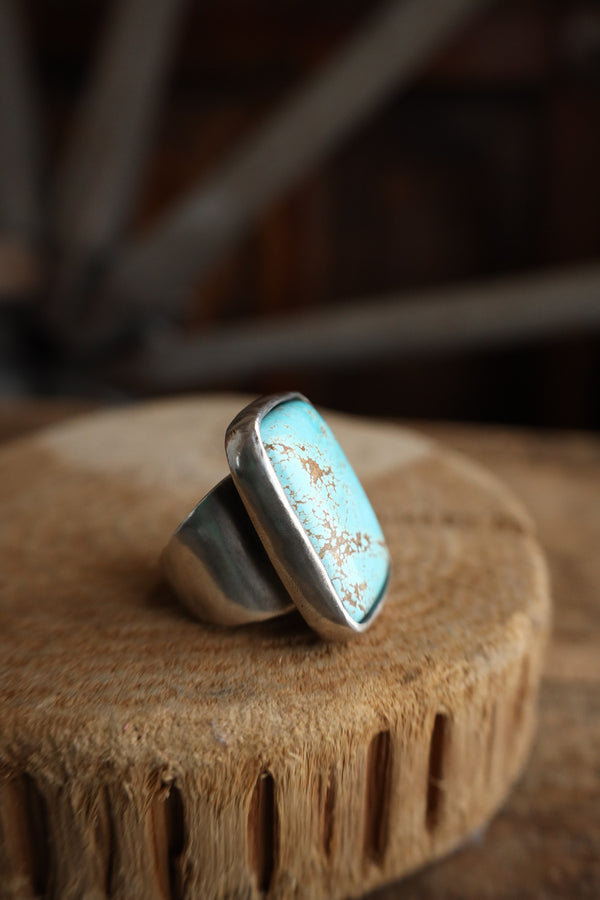 Love Tokens Rectangle 65CT #8 Turquoise Ring- Size 8